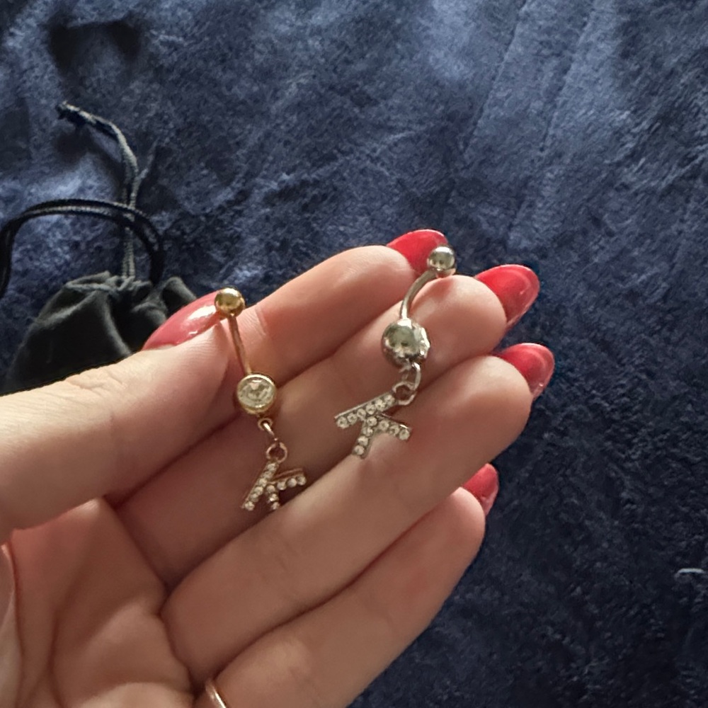 Elegant Gold and Silver Initial Naval Jewelry